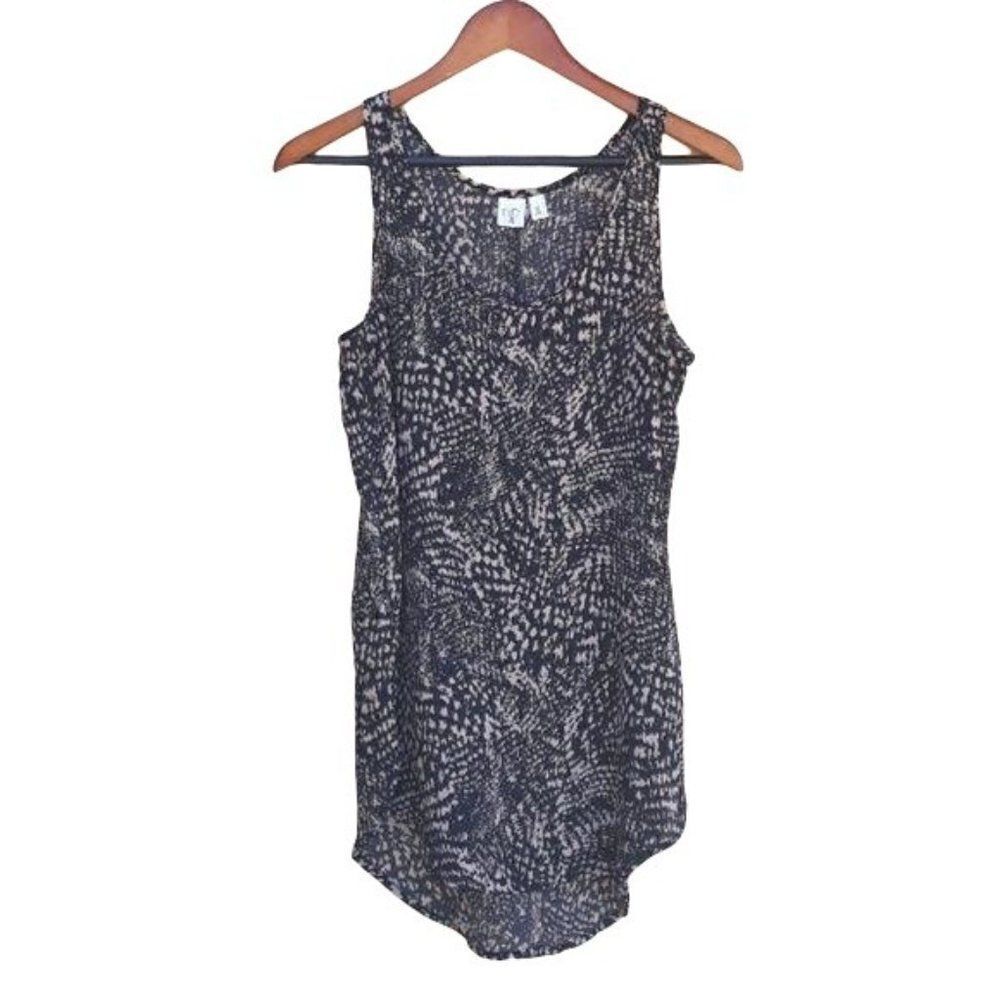 Y2K Nordstroms BP Top Semi Sheer Animal Print High‎ Low Tunic Tank Scoop Neck S